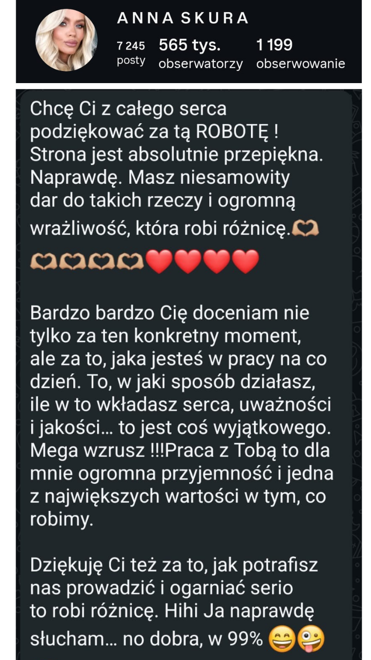 Opinia klientki Anna Skura o współpracy z Virtual Vibes