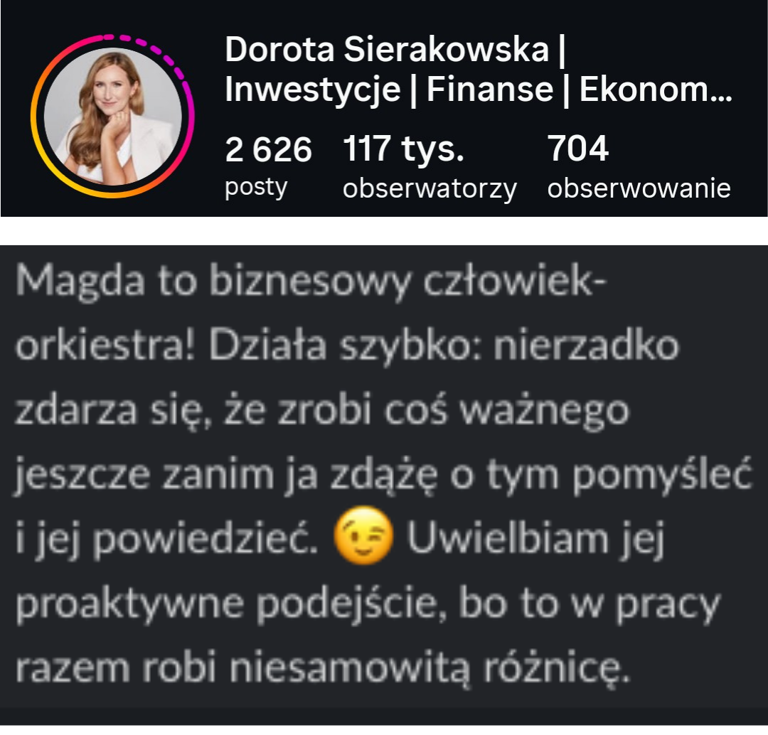Opinia klientki Dorota Sierakowska o współpracy z Virtual Vibes