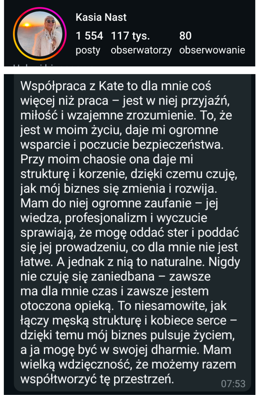 Opinia klientki Kasia Nast o współpracy z Virtual Vibes