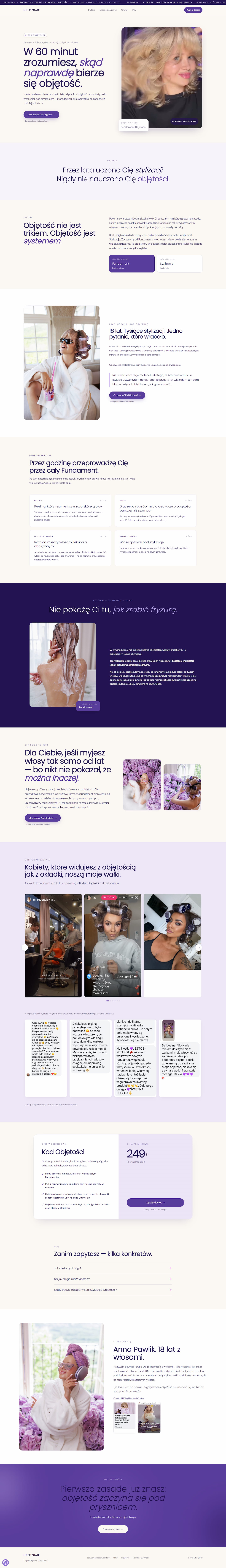 Zrzut strony liftmyhair.com — Kod Objętości
